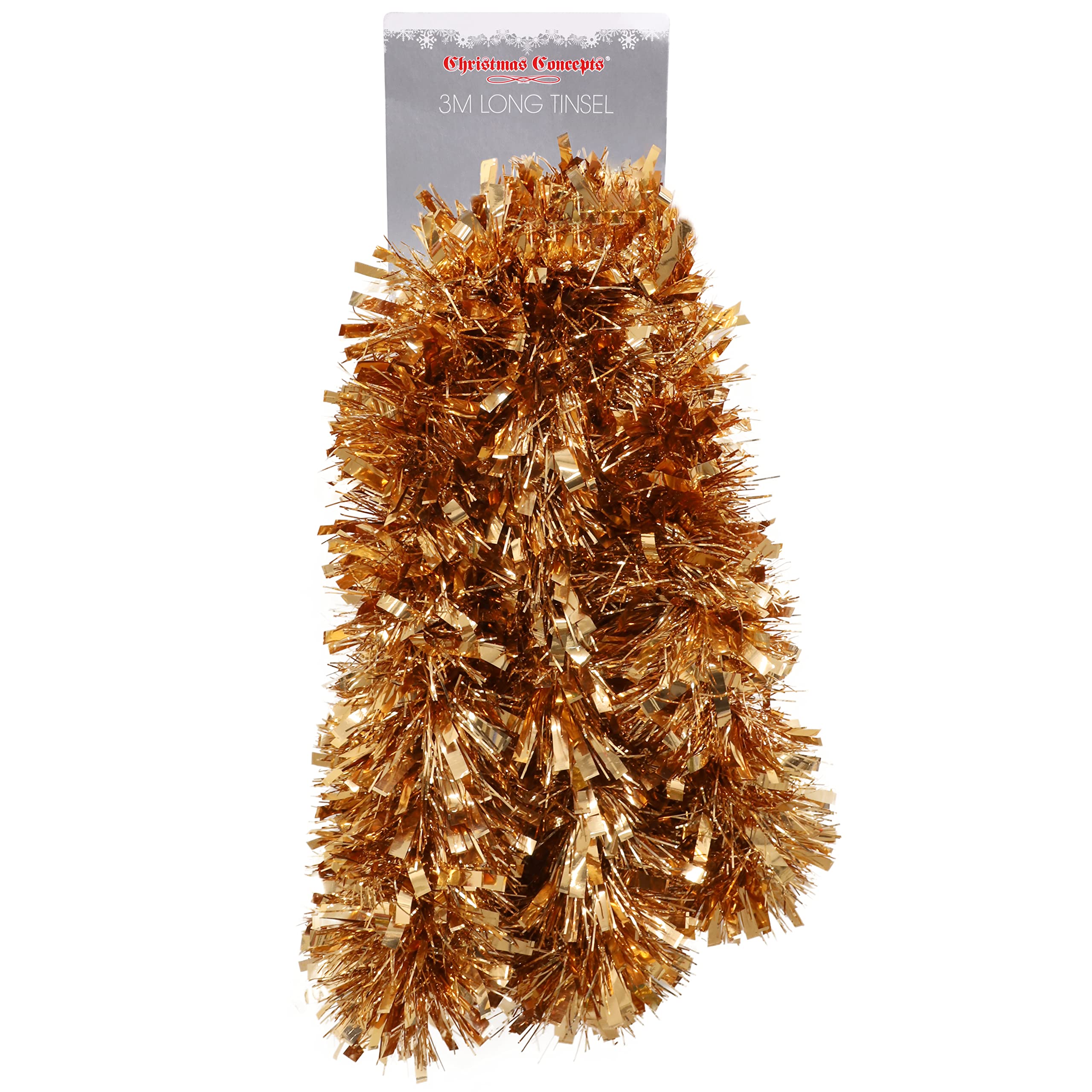 Christmas Concepts® 3m (9.8ft) Chunky/Fine Christmas Tinsel - Christmas Decoration Tinsel (Copper)
