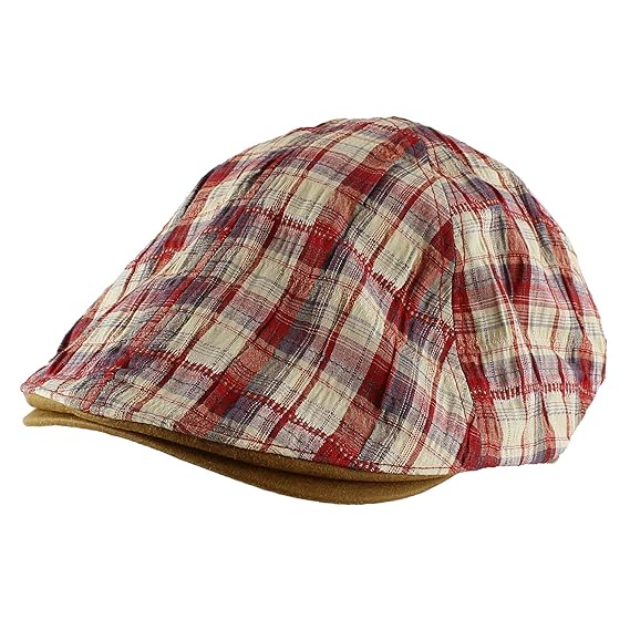 red plaid golf hat