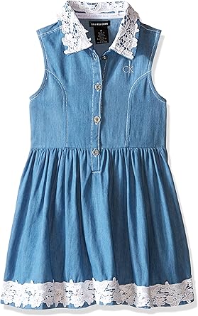 denim dress with lace trim