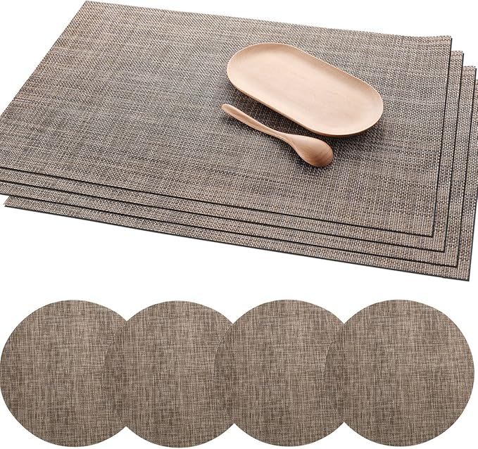Set of 4 Placemats and Coaster Sets Heat Resistant Pad Western Dining