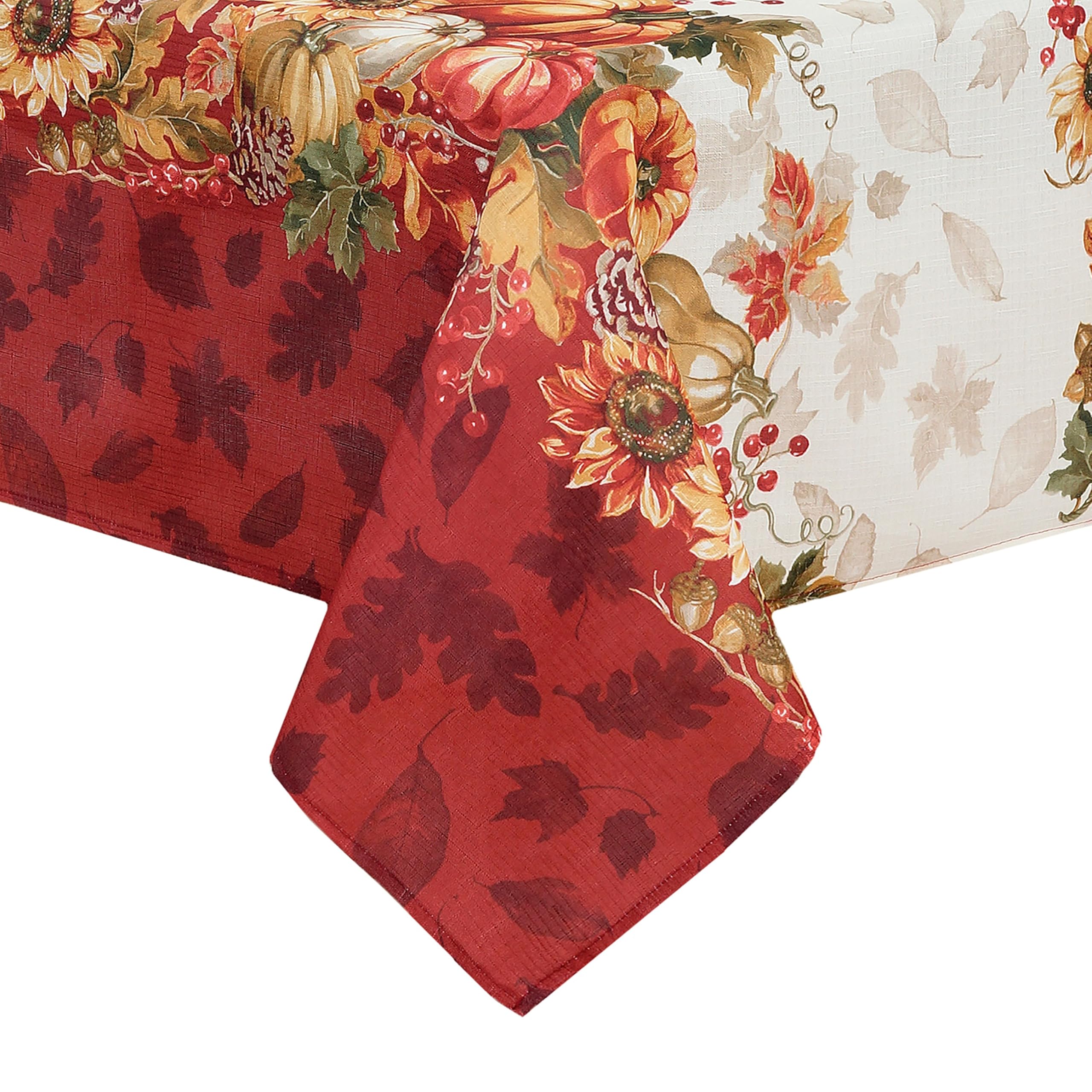 Elrene Home Fashions Fall, Seasonal and Holiday Tablecloth, Polyester, Multicolor, 60" x 102" Oblong/Rectangle