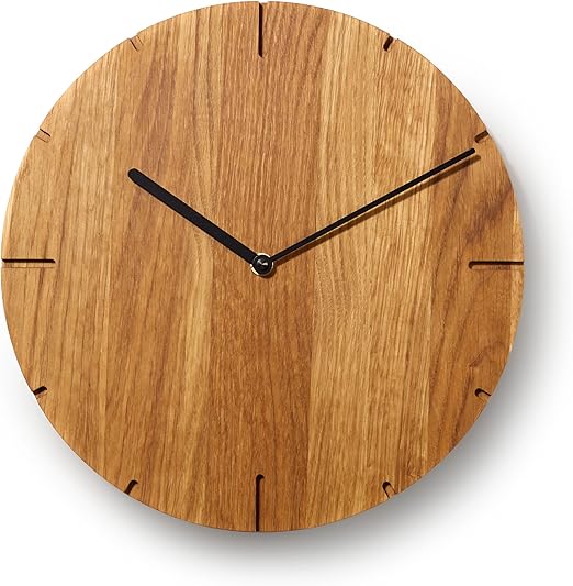 Natuhr Wanduhr Eiche Geolt Holz Solide Massivholz Gerauscharmes Junghans Uhrwerk Puristisch Modern Made In Germany Schwarze Zeiger Amazon De Kuche Haushalt