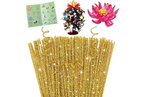 Giwrmu 100 Pieces Pipe Cleaners Chenille Stem, Glitter Yellow Pipe Cleaners Craft, Fuzzy Sticks Craft Supplies, Colored Pipe Cleaner for Creative Handmade DIY Art Craft Project