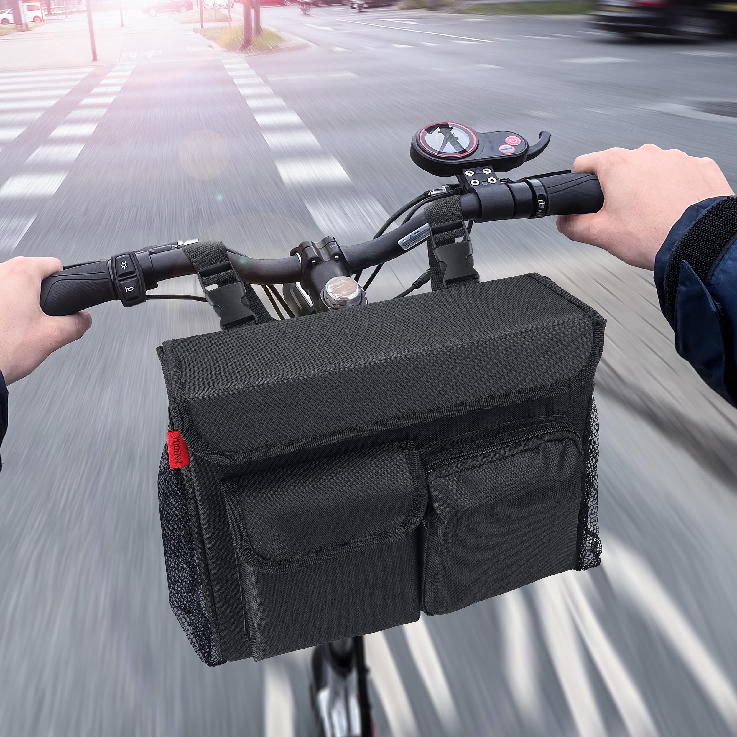 YOOFAN Mobility Scooter Bag – Convenient Organizer Pouch with 14-Inch Laptop Pocket and Cup Holders