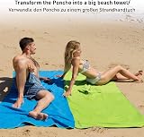 Fit-Flip Poncho Towel Microfibre Hooded Changing Robe Large Black-Green view 6