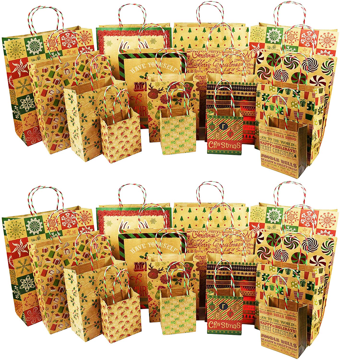 Set of 32 Blissful Friends Gift Bags! 4 Fun Designs! 3 Different Sizes! (32 Gift Bags)