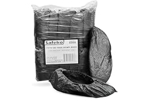 SAFEKO Waterproof Shoe Covers – Non-Slip, Disposable CPE Boot Covers, Black, 100 Pack