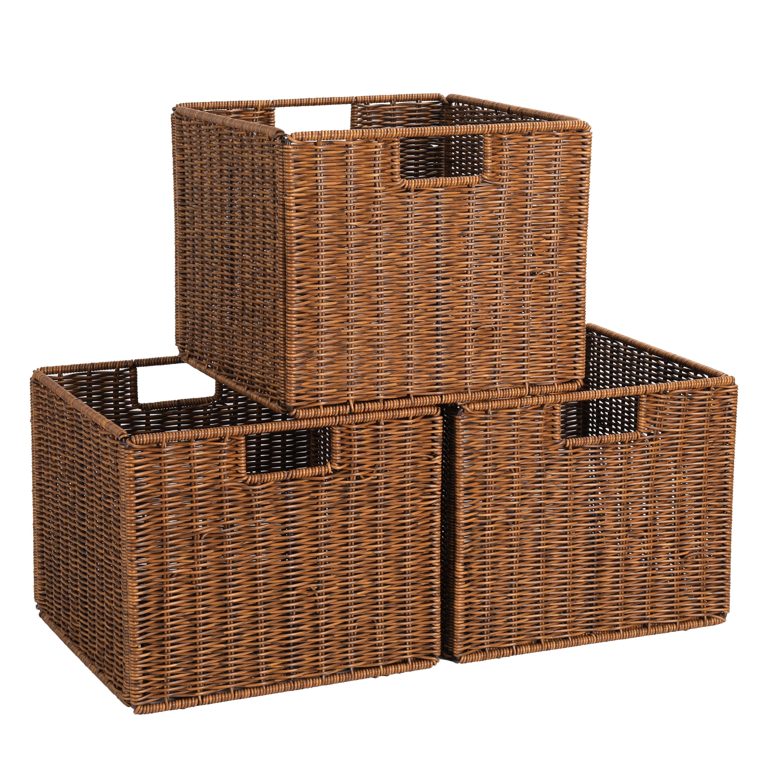 Photo 1 of *MINOR DAMAGE - USED*
Wicker Storage Basket - Large 12x12x10in Cube, Woven Wicker for Shelves, Pantry, Kitchen & Bathroom Organization (Brown)