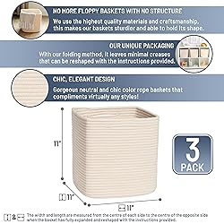 NaturalCozy Storage Cubes 11 Inch Cotton Rope Woven