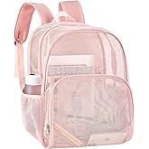 COVAX Mesh Backpack for School, Heavy Duty Mesh Bookbag, Semi-Transparent Back Pack for Beach, Swimming, Sports, Work, Travel (Pink)