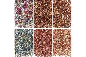 uxcell 6 Colors Crushed Glass Chips, 1-3mm Irregular Glitter Metallic Glass Broken Glasses Pieces with Laser Bag for Craft DI