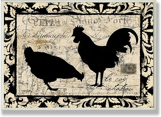 Amazon Com Stupell Home Decor Black Roosters Cream Kitchen Wall