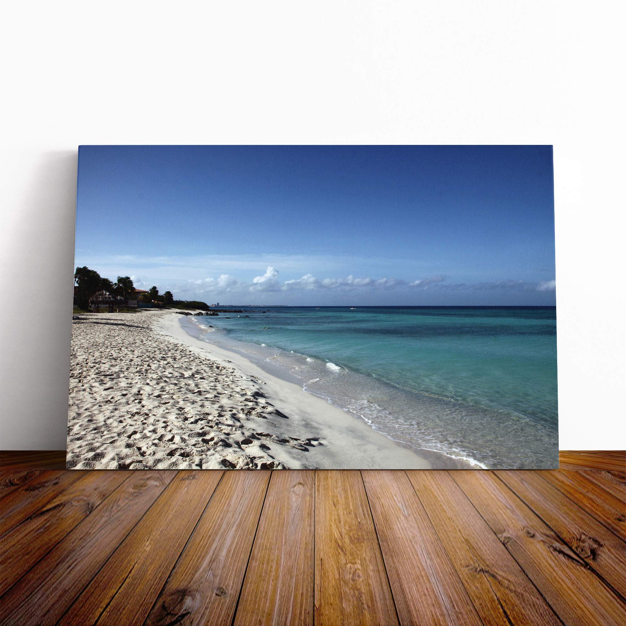 Seascape Beach Aruba Canvas Print | Gallery Wrapped 30mm Frame Wall Art | 20x14 inches | Ready to Hang | Modern Seascape Picture | Living Room Bedroom Lounge Office