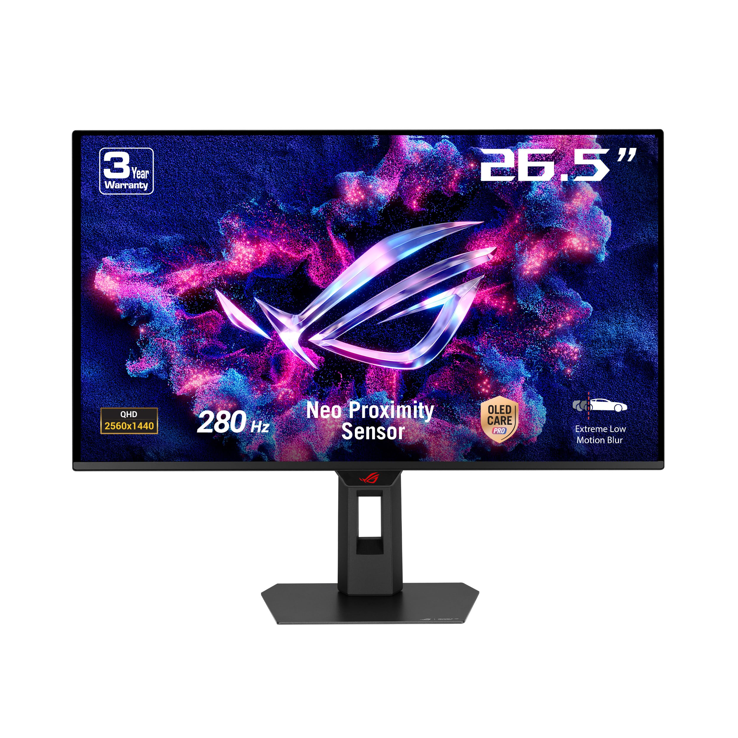 ASUS ROG Strix OLED XG27ACDMS 27 Zoll WQHD Gaming Monitor (280 Hz, 0.03ms GtG, G-Sync, FreeSync, AdaptiveSync, ELMB, 10-bit QD-OLED Panel, 16:9, 2560x1440, DP 1.4, HDMI 2.1, USB-C mit 15W, Ergo.)