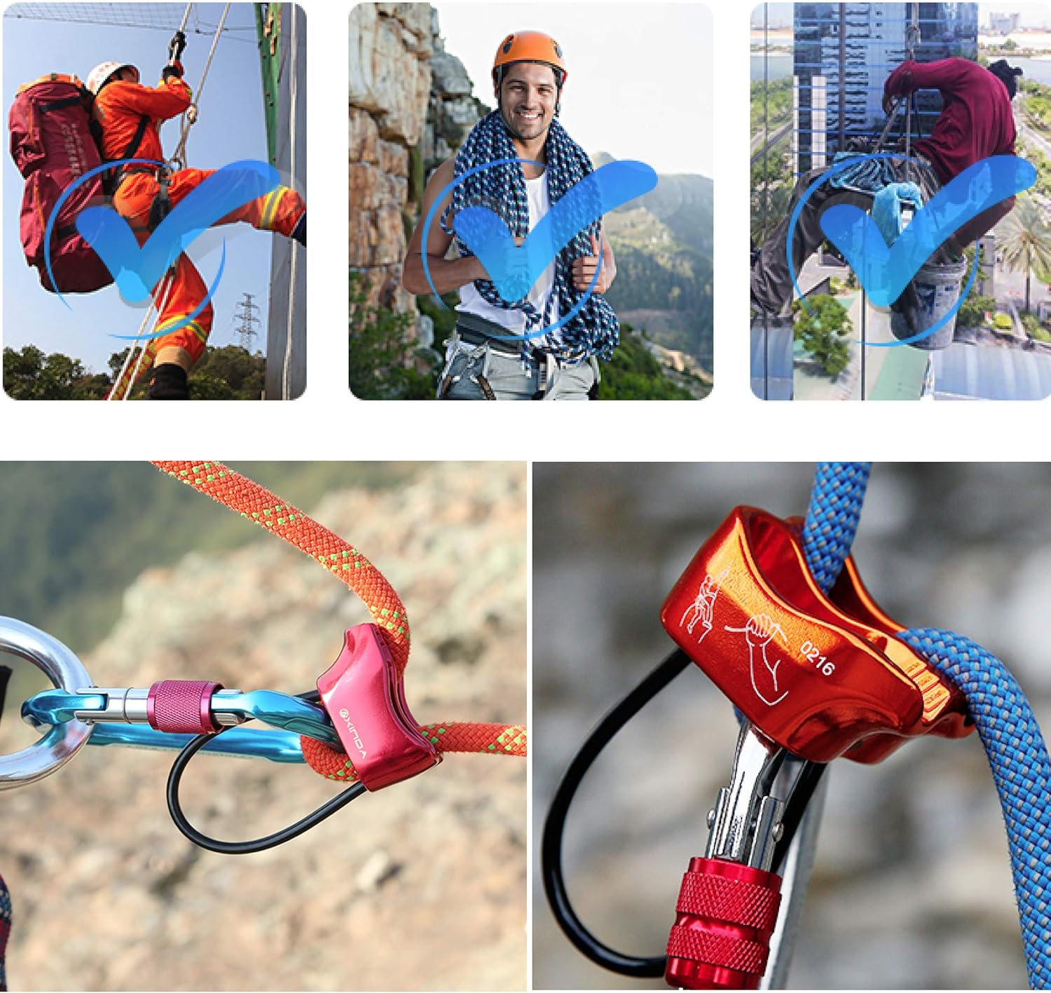 Azarxis Professional Rappel Gear Downhill Equipment, ATC Guide Belay Device Rock Climbing Descender for Outdoor Recreation, Strong Safe Durable (Orange) : Sports & Outdoors