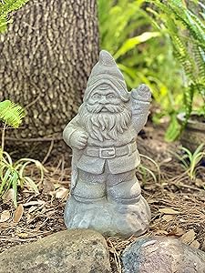 Elly D&eacute;cor Statue, 14-inch Standing Sculpture for Your Patio & Yard, Outdoor Indoor Lawn d&eacute;cor, Ceramic Figurine Garden Gnome, Cement Stone Finish