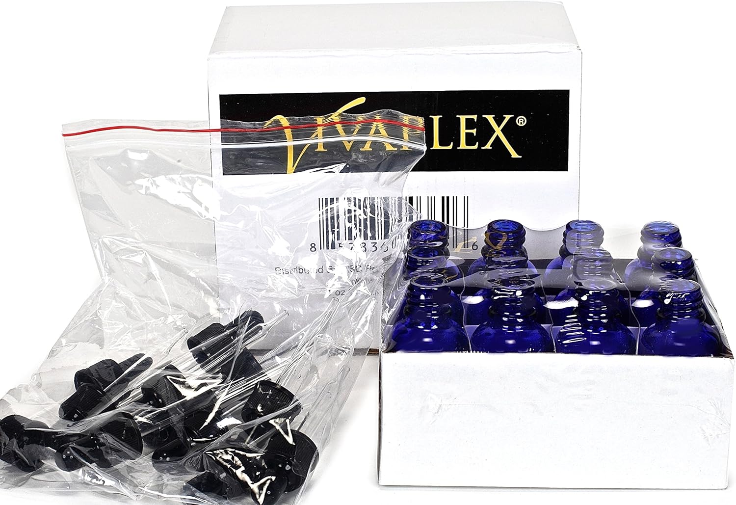 12, Cobalt Blue, 1 oz, Glass Bottles, with Glass Eye Droppers: Kitchen & Dining