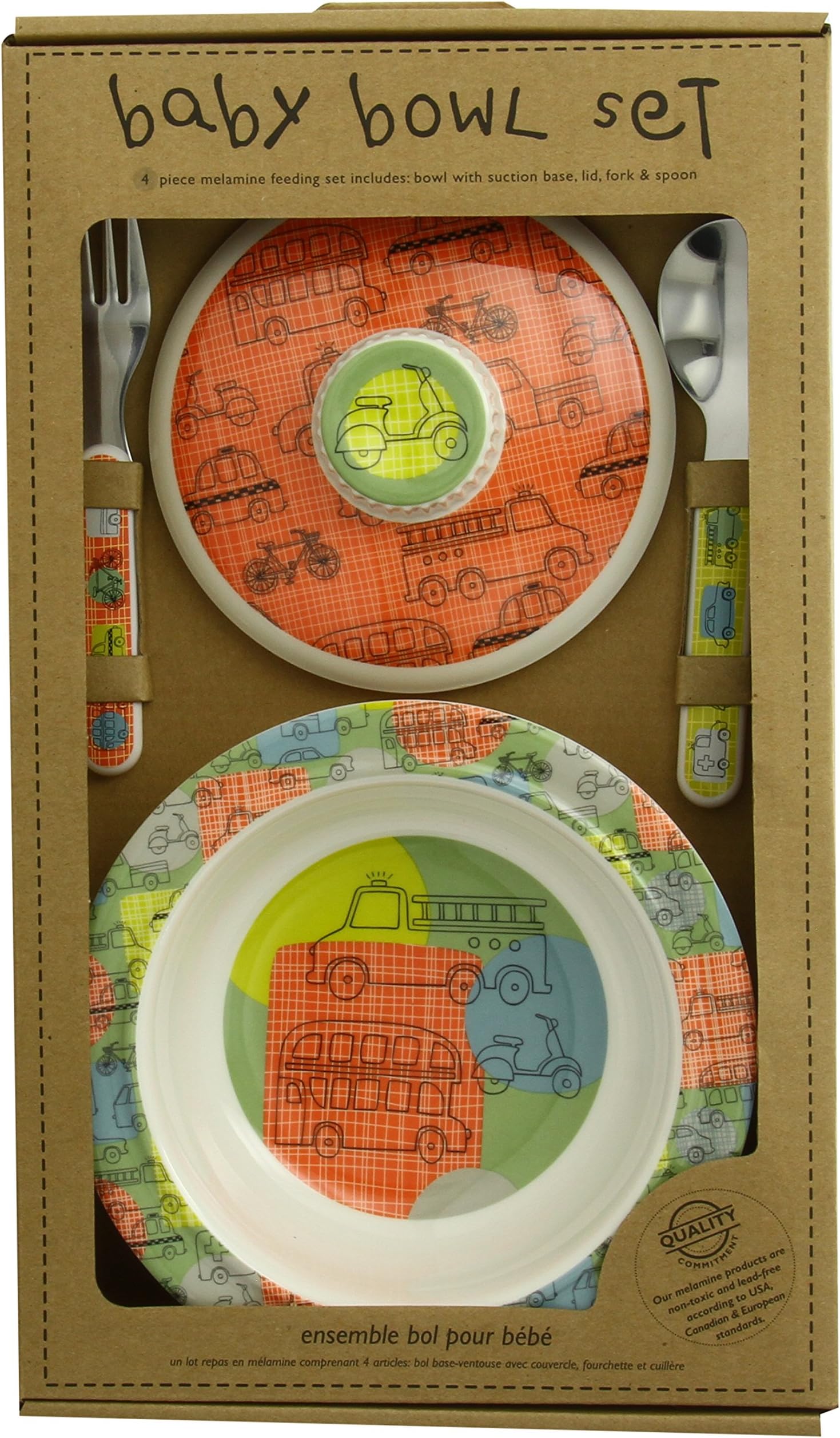 Sugarbooger Covered Suction Bowl Gift Set, Road Trip