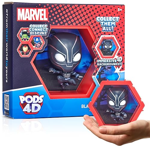 WOW! PODS 4D Marvel Black Panther | Unique Connectable Collectable Bobble-head figure that Bursts from their World into Yours | Wall or Shelf Display | Marvel Toys and Gifts | Series 1 no. 411