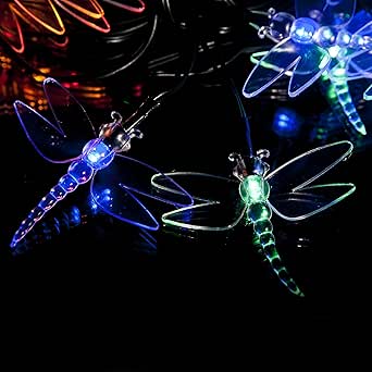 30 Multicolor LED Solares Guirnaldas Luminosas forma de Libélula