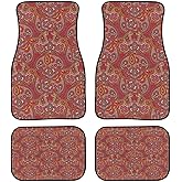 GEMEICHI Boho Paisley Texture Car Floor Mats Custom Vibrant Colored Pattern Various Oriental Design Vintage Floor Mats for Cars Universal Front Rear Car Rugs Auto Car Accessories for Car Truck 4 Pcs