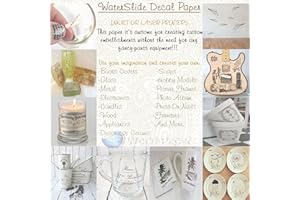 WORLD-PAPER LASER WATERSLIDE DECAL PAPER CLEAR Waterslide decal paper laser CLEAR 5 Sheets Package 8.5 X 11 Inches*