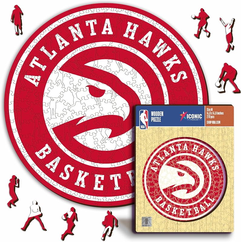 - Atlanta Hawks, Logo, Puzzle di Legno con licenza ufficiale NBA, 100% sostenibile, regalo per adulti e bambini, taglia S, 150 Pz — foto 1 di 4