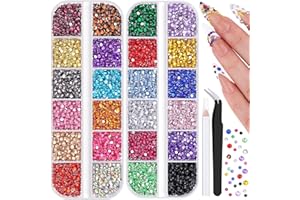 BELLEBOOST 10000Pcs Small Resin Rhinestones for Nail Art, Colorful 2/3MM Flatback Bedazzling Gems, Nail Rhinestones and Gems Crystals Charms for Acrylic Tips Manicure Decor