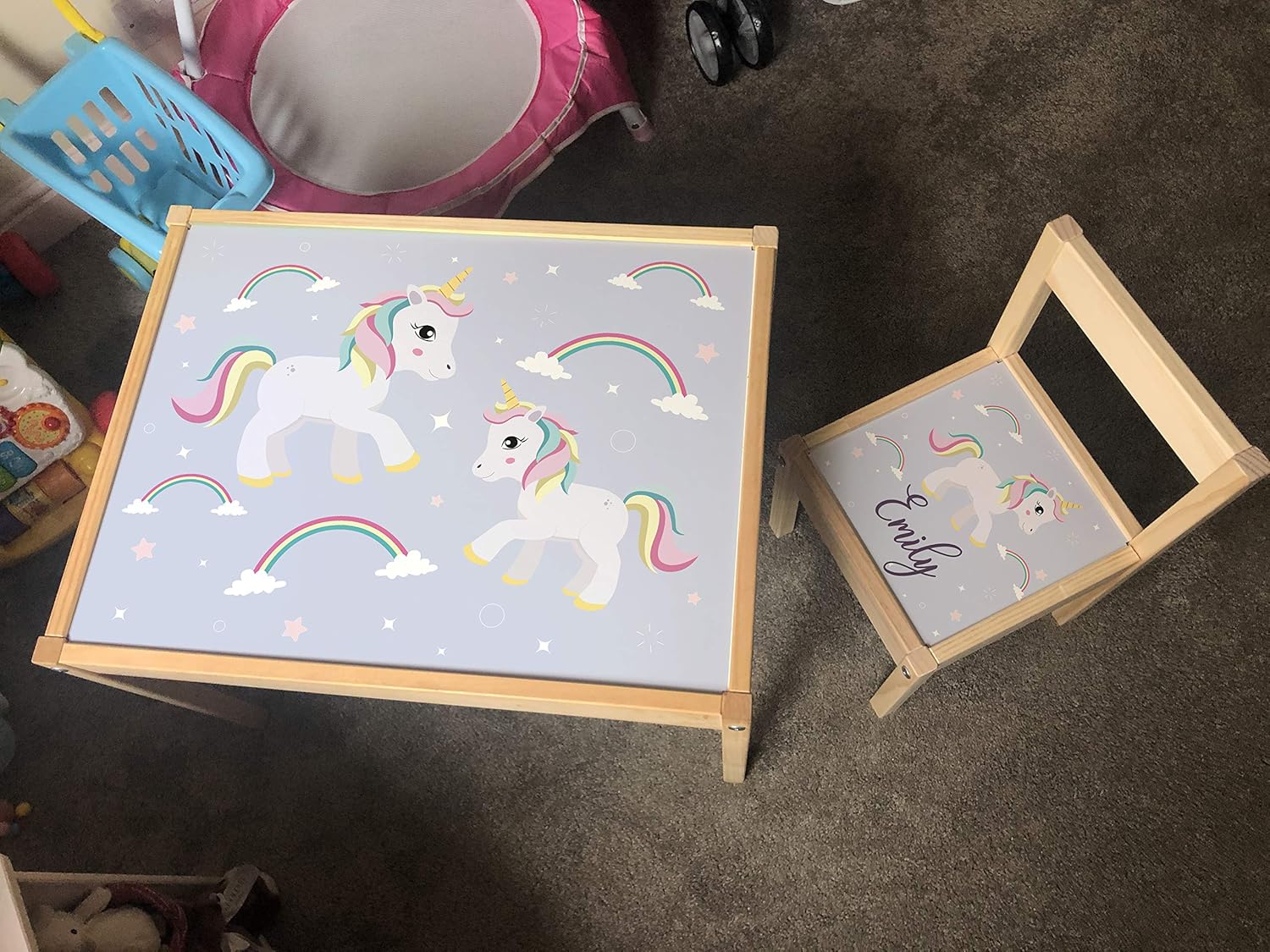 MakeThisMine Personalised Children's Table and 1 Chair Ikea LATT Wooden