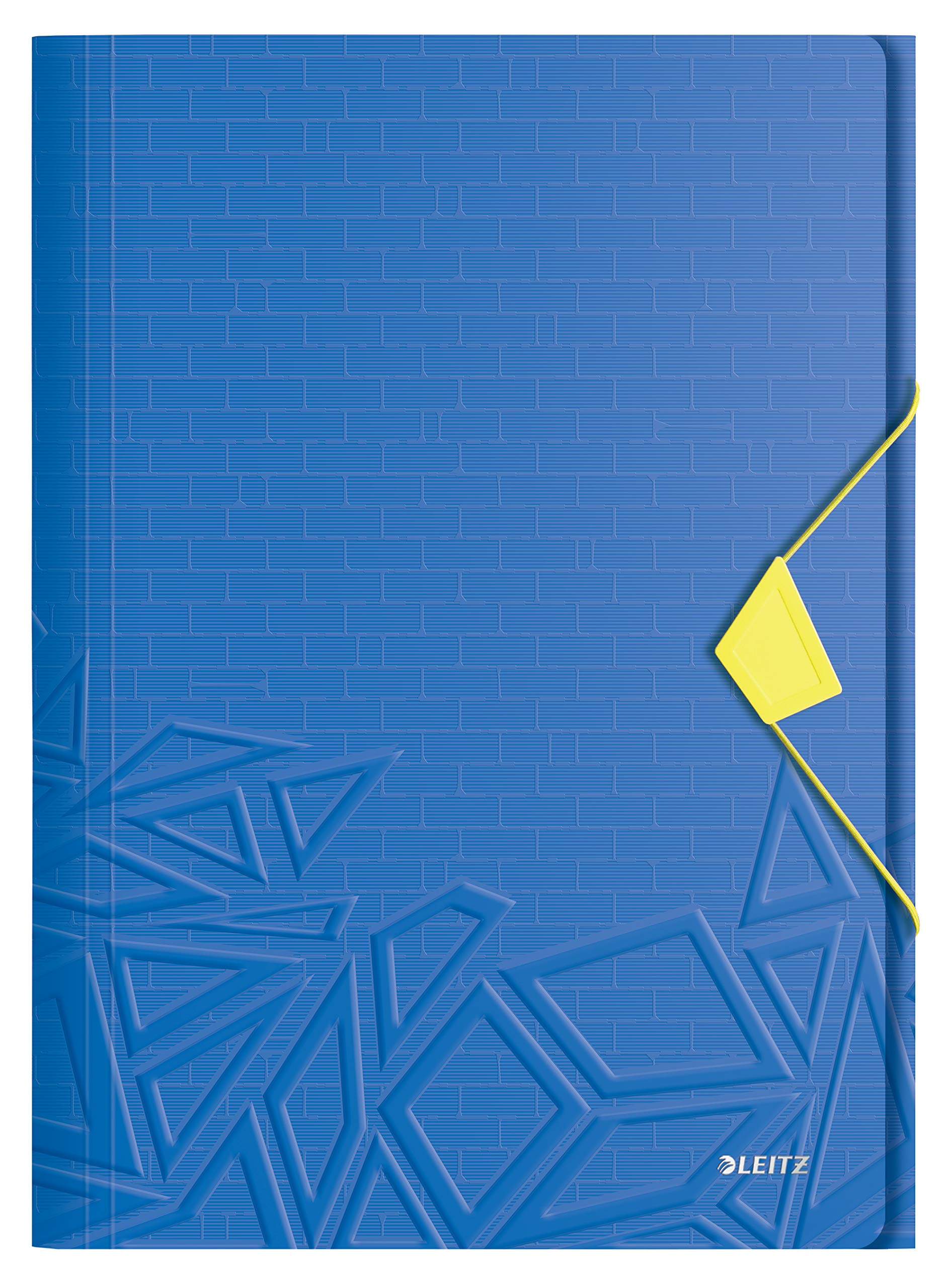 Leitz 3-Flap Folder, Holds up to 150 A4 Sheets, Elastic Closure, Flexible Plastic, Blue, Urban Chic Range, 46490032