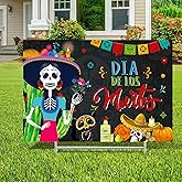Capoda Dia De Los Muertos Lawn Garden Outdoor Decor 25 X16 Inches Day of The Dead Sign Sugar Skull Sign Welcome Signage for Mexican Fiesta Party Supplies