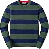 JSTEX Boys Sweater 100% Cotton Knit Kids Pullover Sweater Crew Neck Long Sleeve Striped Sweater for Child Toddler Size 4-14