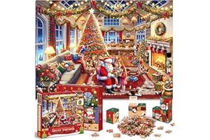 QIFEYLA Jigsaw Puzzle Advent Calendar 2025 Christmas Puzzles for Kids and Adults 1008 Pieces Puzzles in 24 Boxes for Countdown Christmas Gifts for Boys Girls Men Women - Merry Christmas(27.56 x 19.68 Inch)