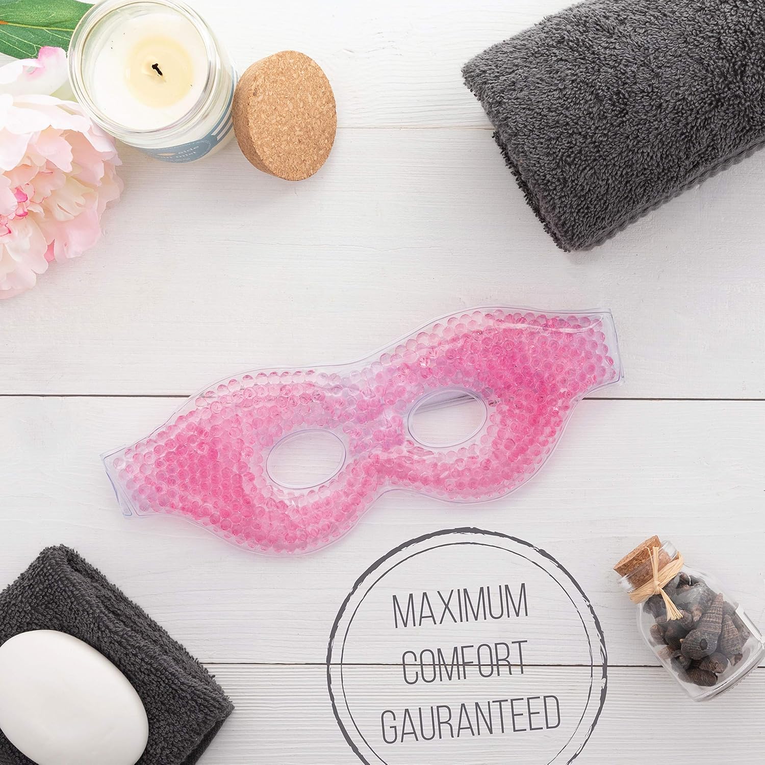 Gel Eye Mask with Eye Holes- Hot Cold Compress Pack Eye Therapy | Cooling Eye Mask for Puffy Eyes, Dry Eyes, Headaches, Migraines, Dark Circles, Sinus - Reusable Eye Face Mask | Ergo Gel Bead (Pink) : Beauty