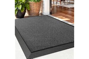 DREPKO Door Mat Waterproof Front Door Mat Outdoor, 3x5 Winter Outdoor Mat Heavy Duty Non Slip Rubber Mat, Low Profile Welcome