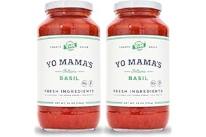 YO MAMA’S FOODS Yo Mama's Foods Keto Tomato Basil Pasta Sauce - Pack of (2) - No Sugar Added, Low Carb, Low Sodium, Vegan, Gluten Free, Paleo Friendly, and Made with Whole, Non-GMO Tomatoes