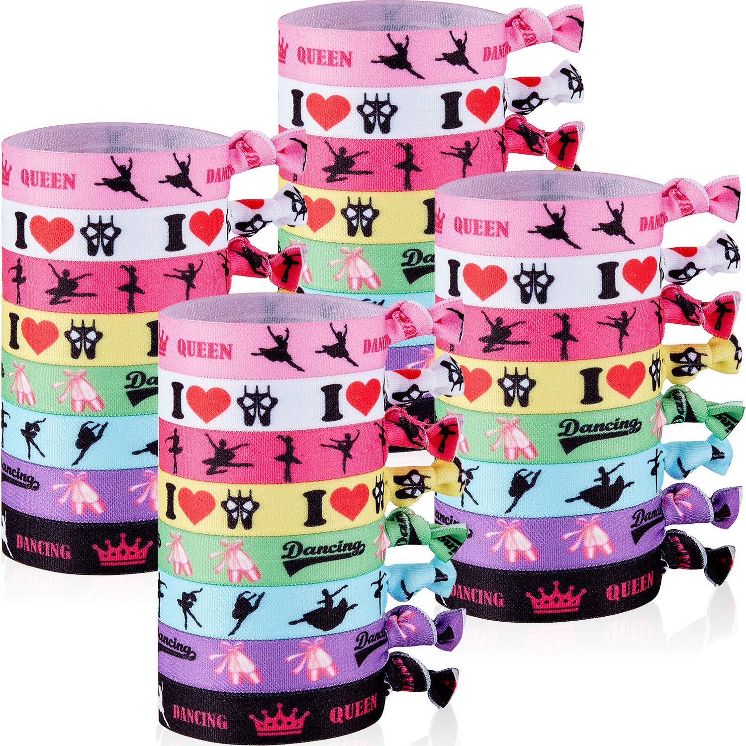 32 Pieces Dance Hair Ties Ballet Dance Ribbon Hair Ties No Crease Elastic Ribbon Ponytail Holder Hair Accessories Gifts for Dance Recitals Dancer Teacher Women Girls