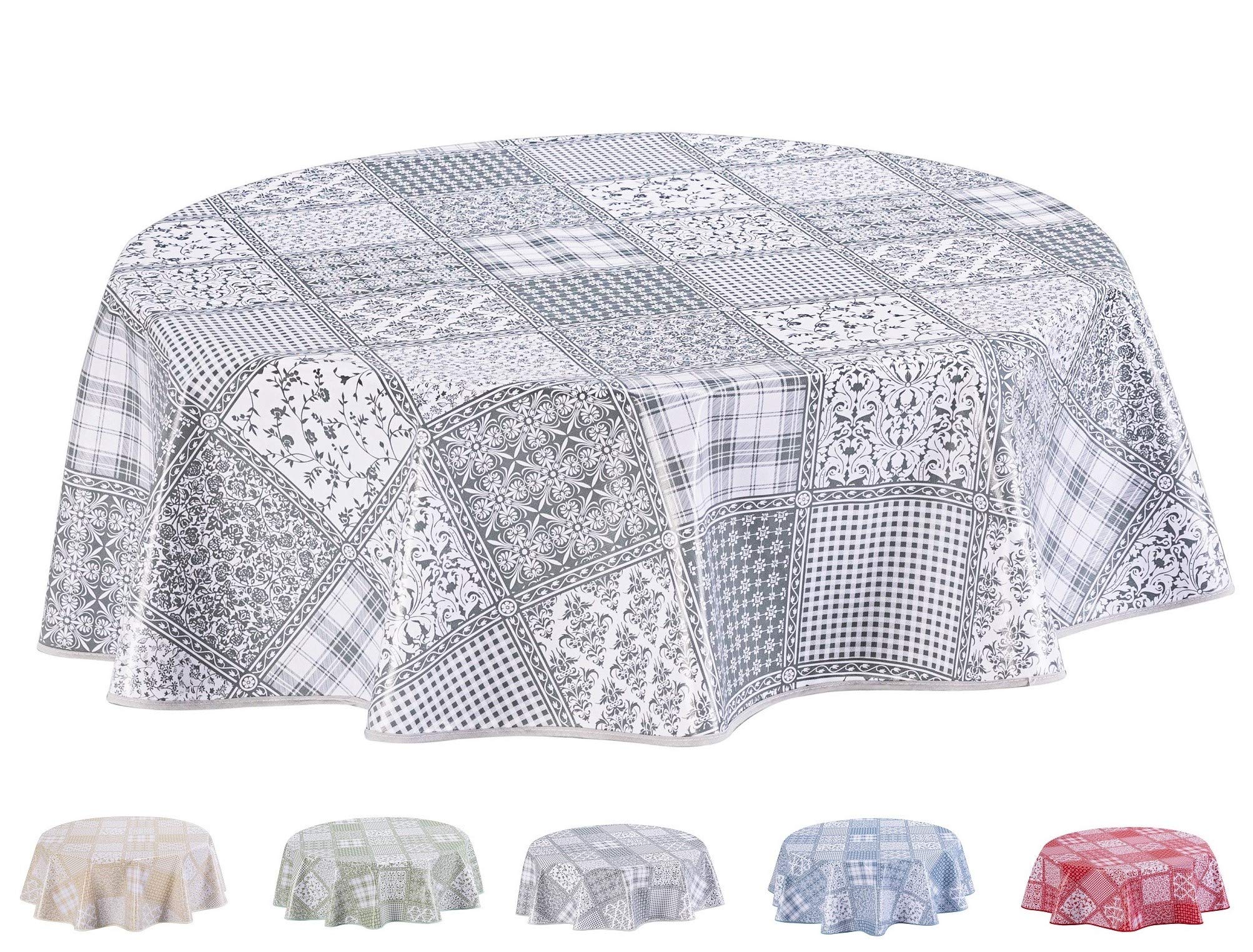 Home Direct Round Oilcloth PVC Wipe Clean Tablecloth Table Cover 155cm 61" Light Grey