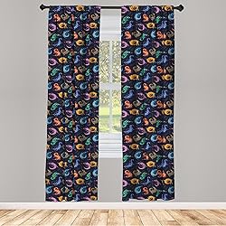 Lunarable Reptile Window Curtains, Colorful