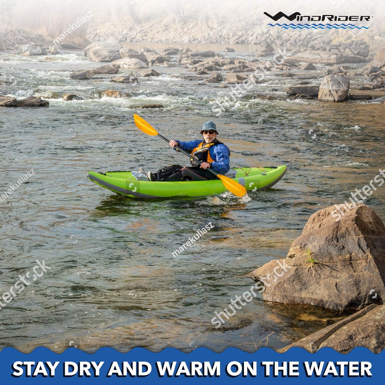 WindRider Waterproof Paddling Sailing Spray Top | Neck and Wrist Seals | Front Zipper | Shoulder Pocket: Clothing