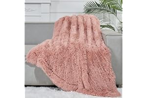 GONAAP Fuzzy Faux Fur Throw Blanket Pink Super Soft Cozy Plush Fuzzy Shaggy Blanket for Couch Sofa Bed (Pink, Throw(40"x50"))