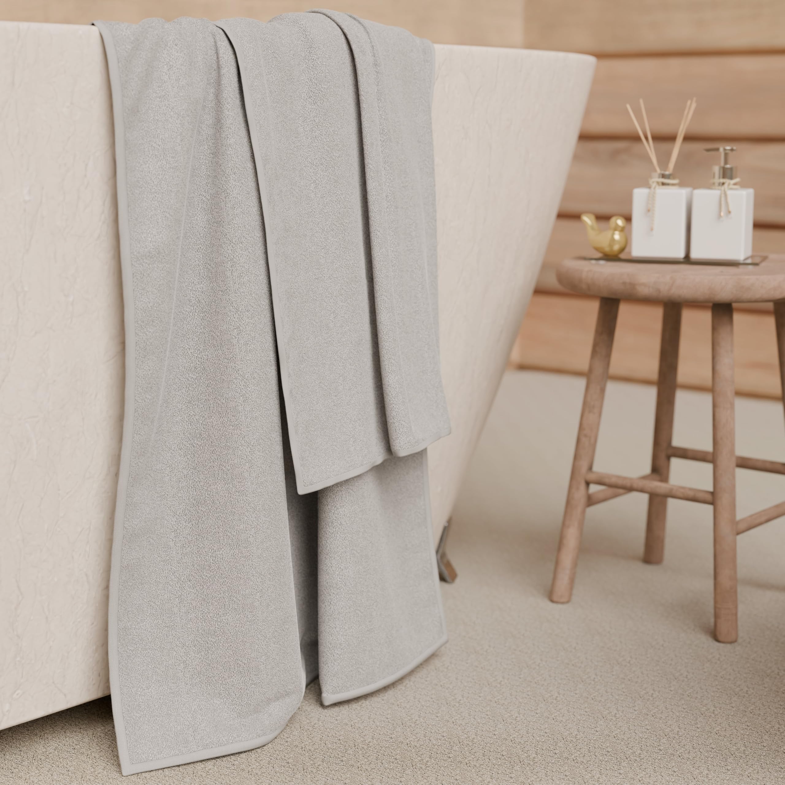 PETTI Artigiani Italiani - 100% Cotton Terry Bath Towels, 1+1 Towel Set, 2 Pieces 1 Face Towel and 1 Hand Towel, Light Grey Towels