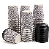 Blue Lake 8 oz Disposable Coffee Cups with lids, 100 Count, Premium Double Wall Insulated Hot Beverage Cups, No Need for Slee