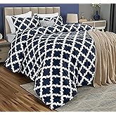 Queen Comforter Set 3 Piece Navy by Utopia Bedding, Printed Comforters Queen Size, Bedding Comforters Sets, Down Alternative Soft Bed Set, 1 Comforter (88 x 88 inches) 2 Pillow Shams (20 x 26 inches)