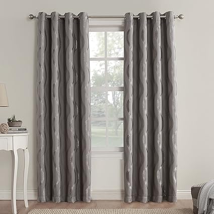 Sun Zero Travis Modern Wave Print Grommet Blackout Curtain Panel