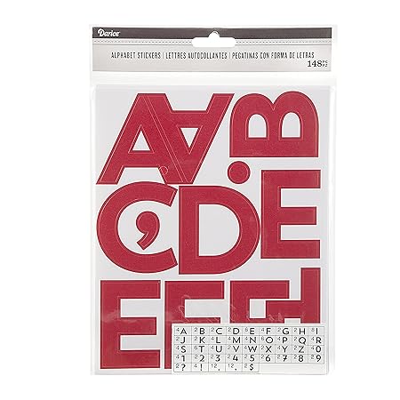 Darice Red Alphabet Adhesive Backed Stickers, 100 Piece