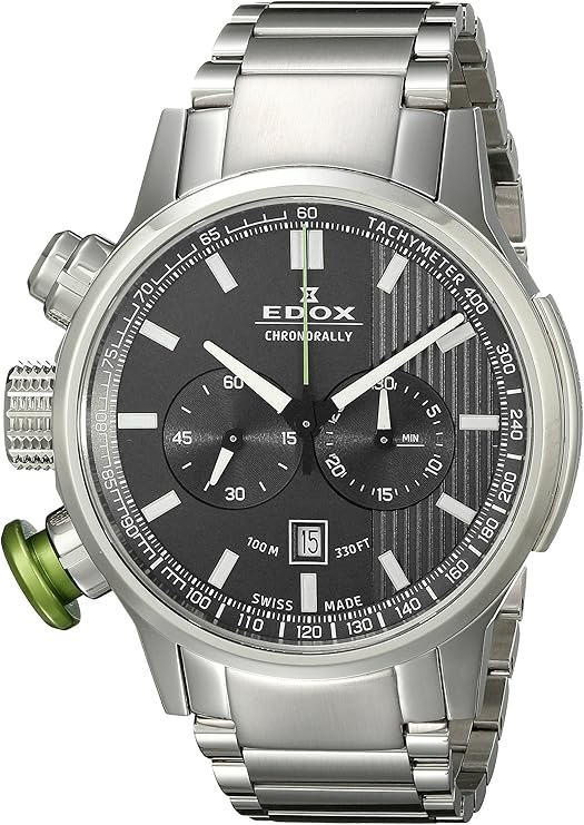 edox men's 38001 tin ain chronorally analog display swiss quartz black watch