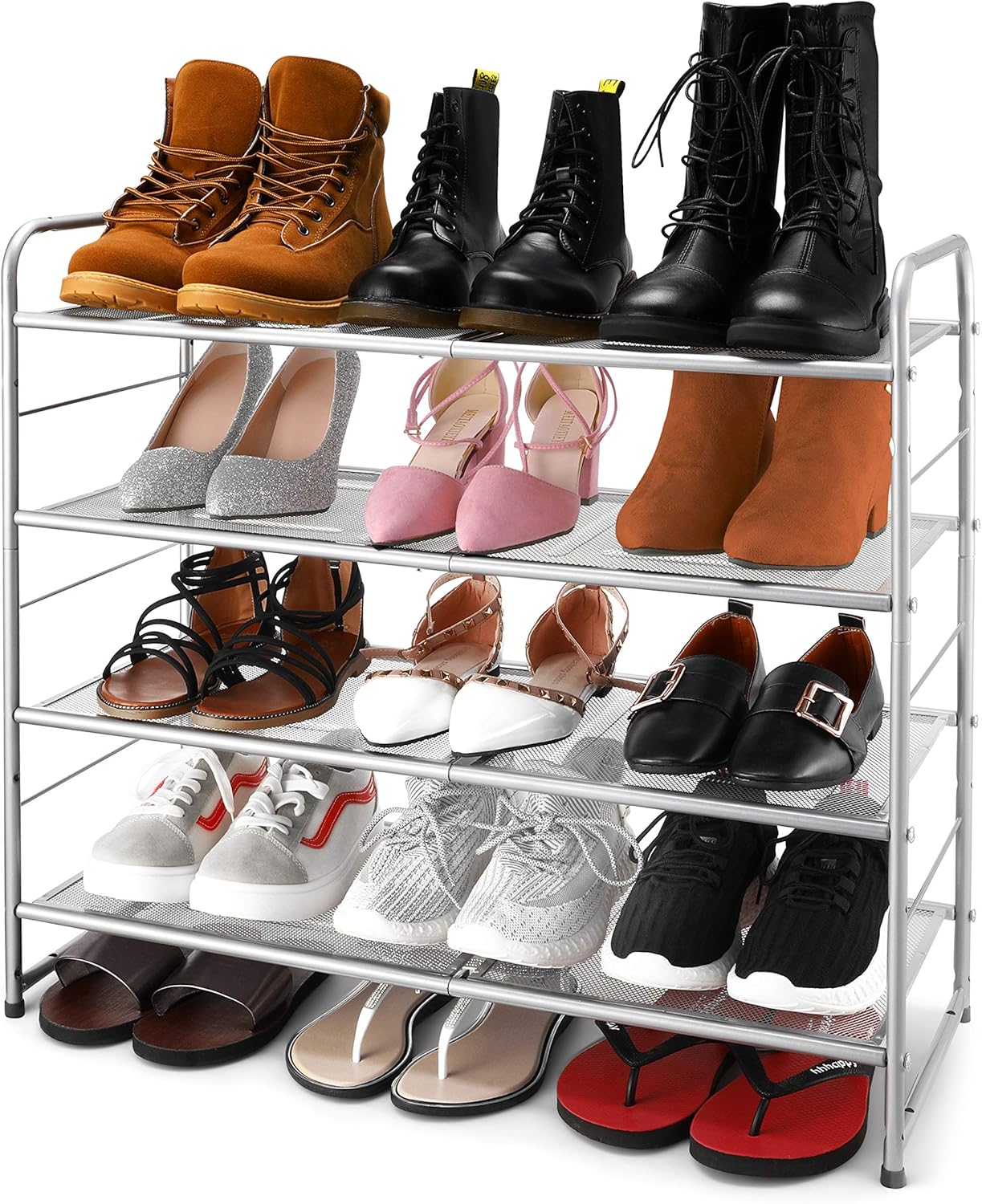 room essentials expandable shoe rack on Simple Trending 4 Tier Stackable Shoe Rack Expandable Adjustable Shoe Shelf Storage Organizer Bronze Sareg Com