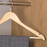 HANGERWORLD Box of 10 Wooden 45cm Coat Hangers with Non Slip Bar Natural view 5