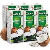 Aroy-D Organic Coconut Milk 33.8 Fl Oz (Pack of 6) | Organic coconut milk for cooking, drinks, smoothies, and desserts; BPA-free carton, 6 containers of 33.8 fl oz